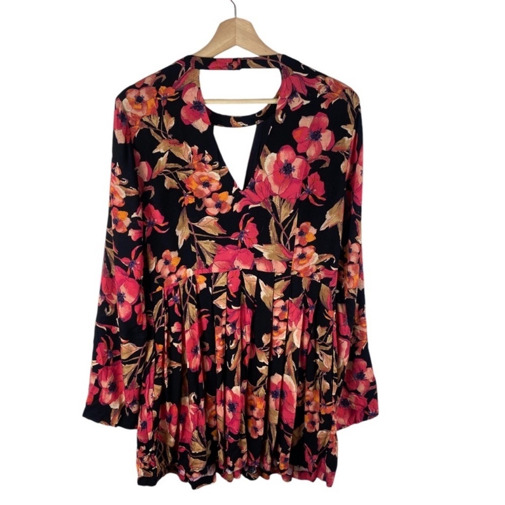 Free People Black and Red Cut Out Tiered Dress - Picture 8 of 9